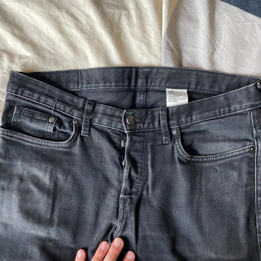 HM DENIM BLACK SLIM LOW WAIST JEANS 33X34